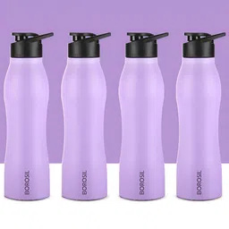 BOROSIL Grip Go Purple & Black 4 Pieces Stainless Steel Water Bottle-image-92