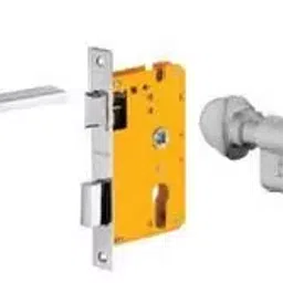 Dorset 70 mm Lever Handle Lock Set With Knob and Key Cylinder Silver Chrome ML PIE-10
