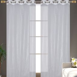 Galaxy Home Decor White 2 Pieces Striped Sheer Door Curtains-image-131
