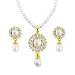 Sri Jagdamba Pearls Royal Golden Alloy Necklace Set-image-64