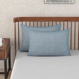 Fabindia Nile Navy Cotton 92 TC Pillow Cover - Set of 2-image-84
