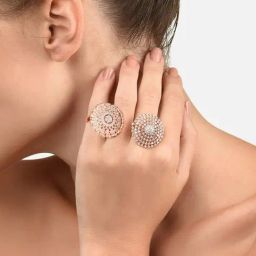 Zaveri Pearls Set of 2 Rose Gold Cubic Zirconia Contemporary Finger Rings-ZPFK13453-image-8
