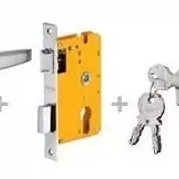 Dorset 60 mm Lever Handle Lock Set With Both Side Key Cylinder Silver Chrome ML BA-22