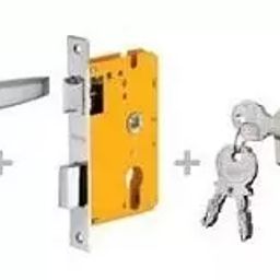 Dorset 70 mm Lever Handle Lock Set With Both Side Key Cylinder Silver Chrome ML BA-image-83