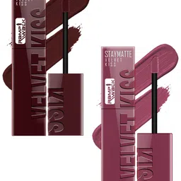 Ramp Walk Velvet Kiss Set of 2 Waterproof Liquid Lipstick -3.5g Each -Maroon - Light Mauve-image-94