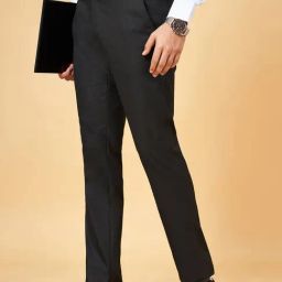 Peregrine by Pantaloons Black Slim Fit Flat Front Trousers-image-90