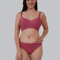 Soie Pink Solid Lingerie Set-image-21