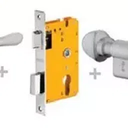 Dorset 60 mm Lever Handle Lock Set With Knob and Key Cylinder Silver Chrome ML LY-40