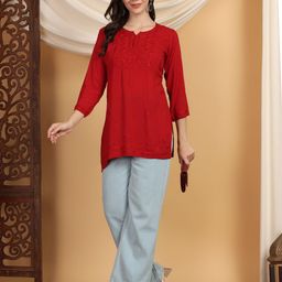 Poshak Chikan Studio Embroidered Chikankari Modal Chikankari Kurti-picture-46