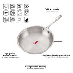 HAZEL Triply Stainless Steel Induction Bottom Fry Pan With Stainless Steel Lid, 1.8 Litre, 24 cm-20