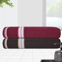 Athom Living Popcorn Textured Solid Bath Towel Pack Of 2 - Pink & Maroon-image-91