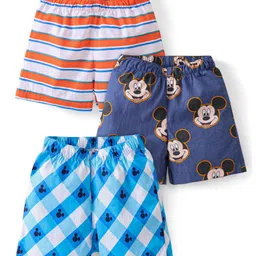 Babyhug Disney Cotton Woven Boxers Mickey Mouse Family Print Pack of 3 - Multicolour-picture-26