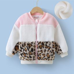 Kookie Kids Full Sleeves Front Open Fur Winter Jacket With Colour Block Design - Multicolour-image-0