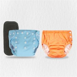 Chinmay Kids Combo of Baby Swim Diaper Waterproof Reusable Leakproof Adjustable Pool Swimsuit & Adjustable Size Baby Cloth Button Diaper Washable/Reusable Nappies for Infants With Black Insert-13