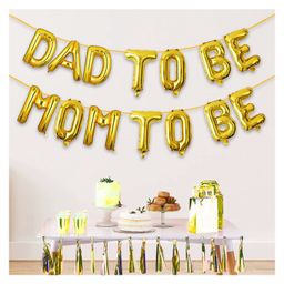 Zyozi Gold Dad To Be & Mom To Be Foil Balloon Banner, Baby Shower Decorations Kit (Pack Of 2)-image-7