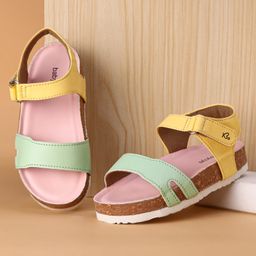 Babyoye Velcro Closure Sandals - Yellow & Sea Green-image-91