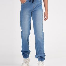 Zion Cotton Denim Mild Washed Joggers - Light Blue-image-40