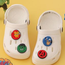 Marvel by Yellow Bee Solid PerforatedAvengers Clogs With Iron Man Hulk & Captain America Charms - White-image-78
