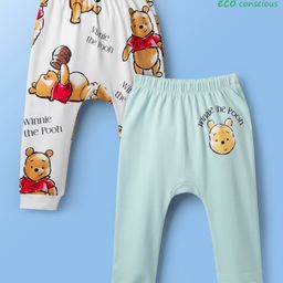 Babyoye Interlock Knit Diaper Leggings With Winnie The Pooh Graphics Pack Of 2 - White & Light Blue-image-85