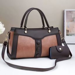 SYGA Women's Handbag and Wallet Set Stylish Shoulder Bag with Contrast Color Stitching, Zipper Buckle Closure Daily Use Fashion Purse (Pink)-image-61