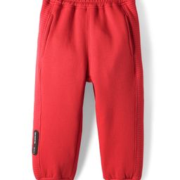 Little Kangaroos Fleece and Woollen Knit Full Length Solid Color Joggers - Red-picture-35