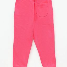 Babyhug Full Length Cotton Lounge Pants Color Block & Text Print- Fuchsia image 2