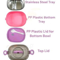 Sanjary Uni Bites Stainless Steel  Lunch Box - 800 ml -Color & Design May Vary image 2