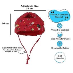 Numum Baby Safety Fabric Helmet - Red astronaut print ( color and design may vary) image 3
