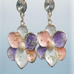 JUST JUNKIES Artificial Stones Studded & Beaded Floral Drop Earrings-image-36