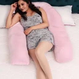 Siroki Bond Pink Fibre Filled Faux Velvet Lightweight Maternity Pillow-image-80