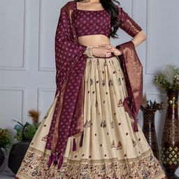 Aika Printed Ready to Wear Silk Lehenga & Unstitched Blouse With Dupatta-picture-29