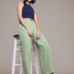 The Roadster Lifestyle Co. Women Regular-Fit Textured Trousers-image-7