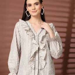 Melon By plusS White Cotton Striped Top-picture-47