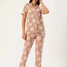 Clt.S Brown Cotton Regular Fit Printed Pyjamas Set-picture-31
