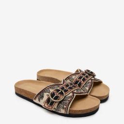 LUNA BLU by Westside Black Embroidered Slides-image-85
