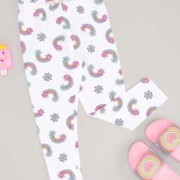 Pantaloons Junior Girls Bright White Printed Legging-image-86