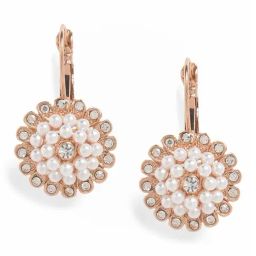 Sohi Gold-Plated White Stone Pearls Studded Floral Drop Earrings-18
