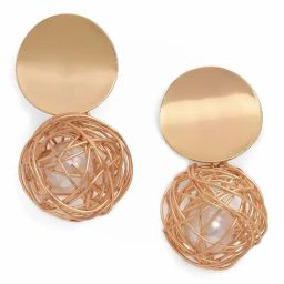 Sohi Gold-Plated Contemporary Drop Earrings-5