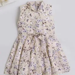 The Magic Wand Kids Beige Floral Print Dress-image-33