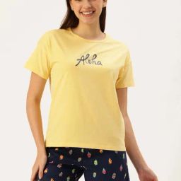 Clt.S Yellow Cotton Regular Fit Printed Shorts Set-image-43