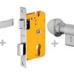 Dorset 70 mm Lever Handle Lock Set With Both Side Key Cylinder Stainless Steel ML QU image 1