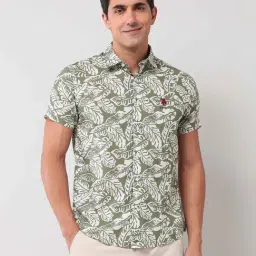 U.S. Polo Assn. Denim Co. Green Cotton Slim Fit Floral Print Shirt-picture-44