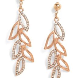 Sohi Gold-Plated Stone-Studded Leaf Shaped Dangler Earrings-11