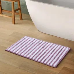 OBSESSIONS Blush Polyester Stripes Anti Skid Stripes Bath Mat (Medium)-picture-4