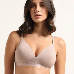 Wunderlove by Westside Light Beige Striped Bra-image-12