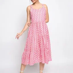 BRINNS Pink Printed Fit & Flare Dress-image-85