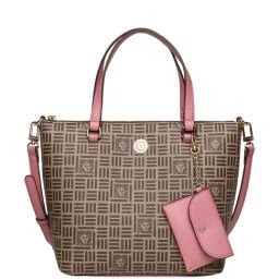 Anne Klein Brown & Pink Printed Tote Handbag with Wallet-image-81