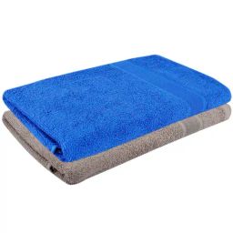 Dollar Royal Blue & Nature Lux 400 GSM 100% Cotton Bath Towels - Set of 2-20