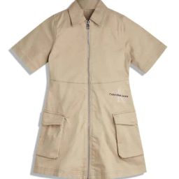 Calvin Klein Kids Travertine Beige Cotton Logo Dress-picture-14