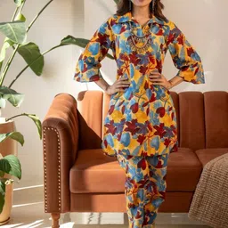 NAINVISH Floral Printed Three-Quarter Sleeves Tunic With Trouser-picture-17